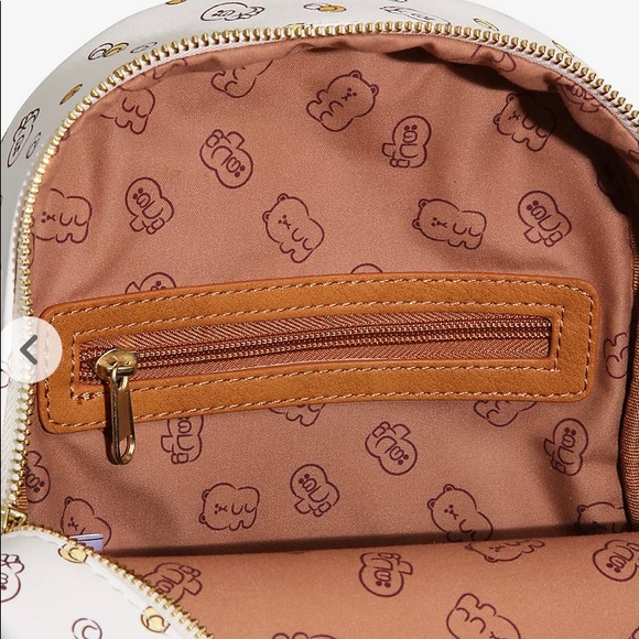 Brown and Friends faux leather mini backpack/ and free pair of matching socks main image 5